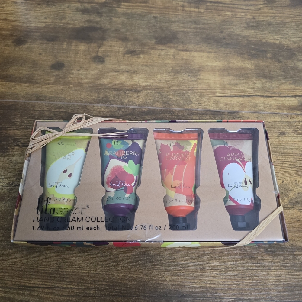 New Lila Grace Hand Cream Set - Pear, Raspberry, Pumpkin, Apple